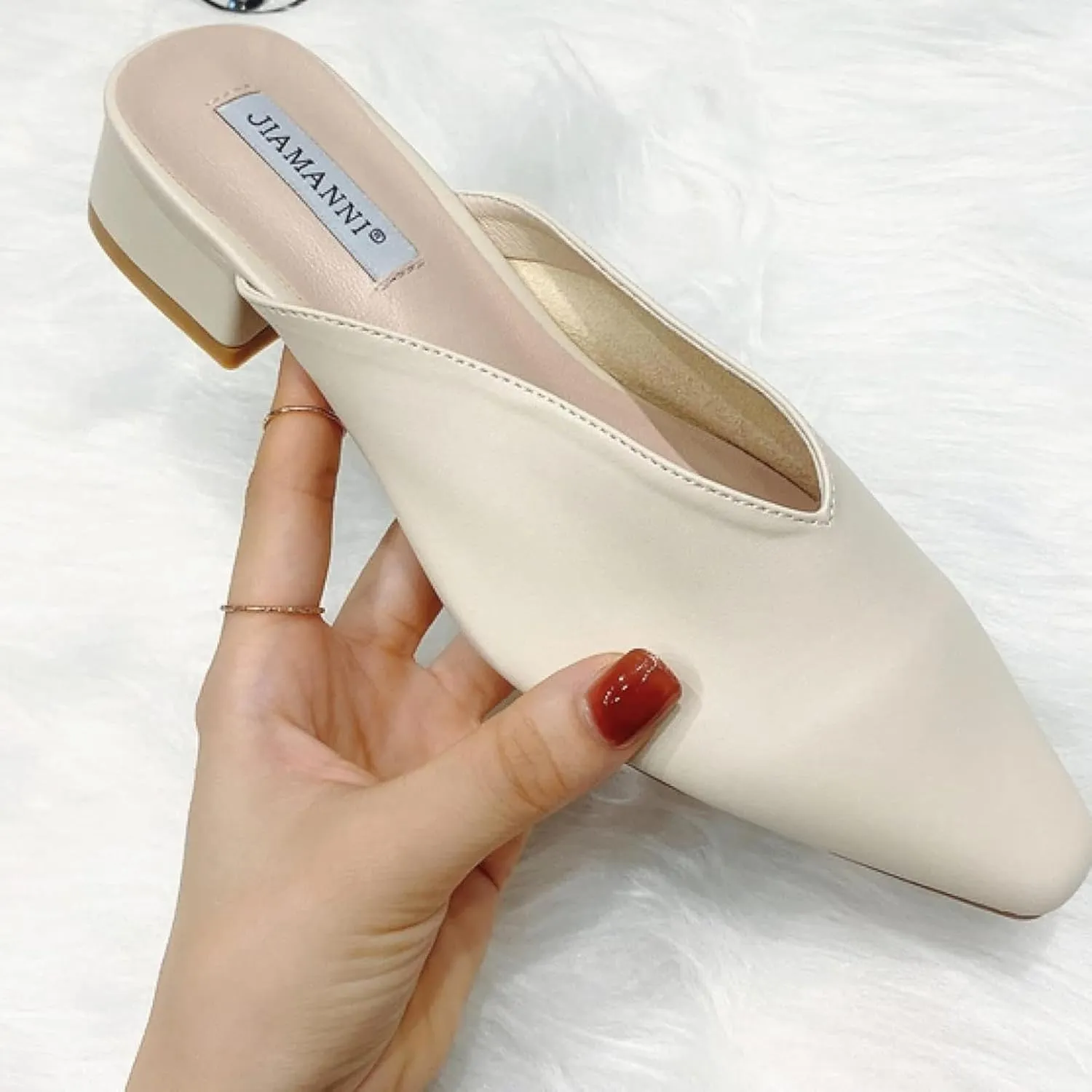 Girls Fashion Mule Sandals Square Toe Thick Heels Women's Open Back Loafers Bridal Party Slippers