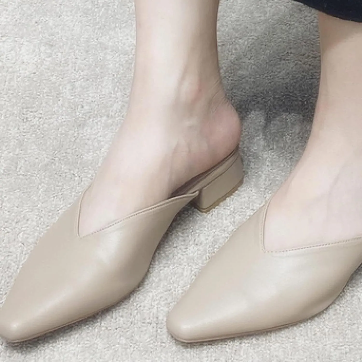 Girls Fashion Mule Sandals Square Toe Thick Heels Women's Open Back Loafers Bridal Party Slippers