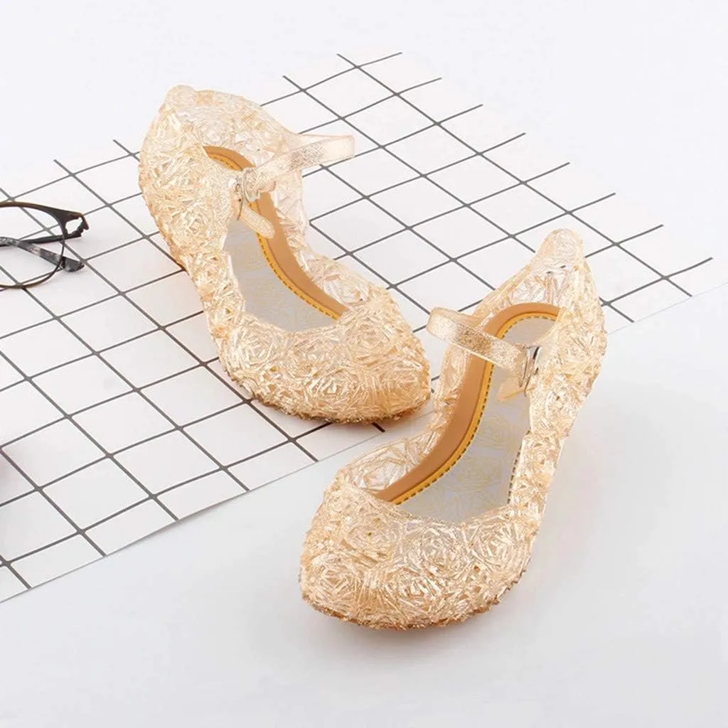 Girls Jelly Sandals Dress Up Mary Jane ??lats Heels Dance Par??y Single Shoes for Kids Toddler Boy Shoes Infant