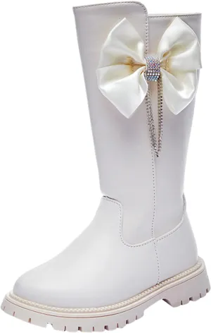 Girls Knee High Riding Boots, Kids Boots Long Boots High Boots Autumn and Winter New Girl Soft Bottom Leather Boots (Beige, 6-7 Years Little Child)