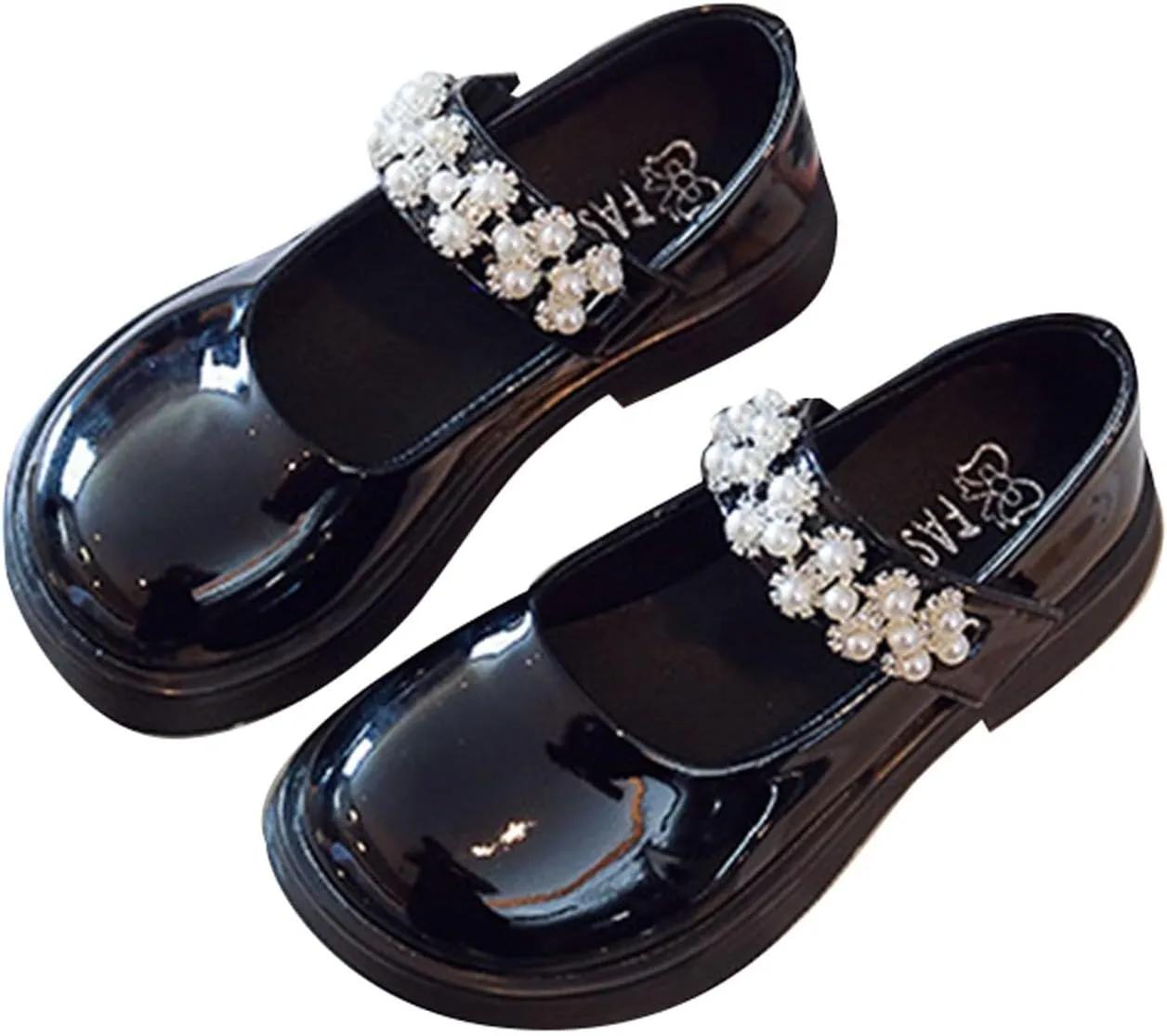 Girl's Mary Jane Dress Ballet Flats with Rhineston Strap for Party Wedding School Toddler Patent Leather Loafers