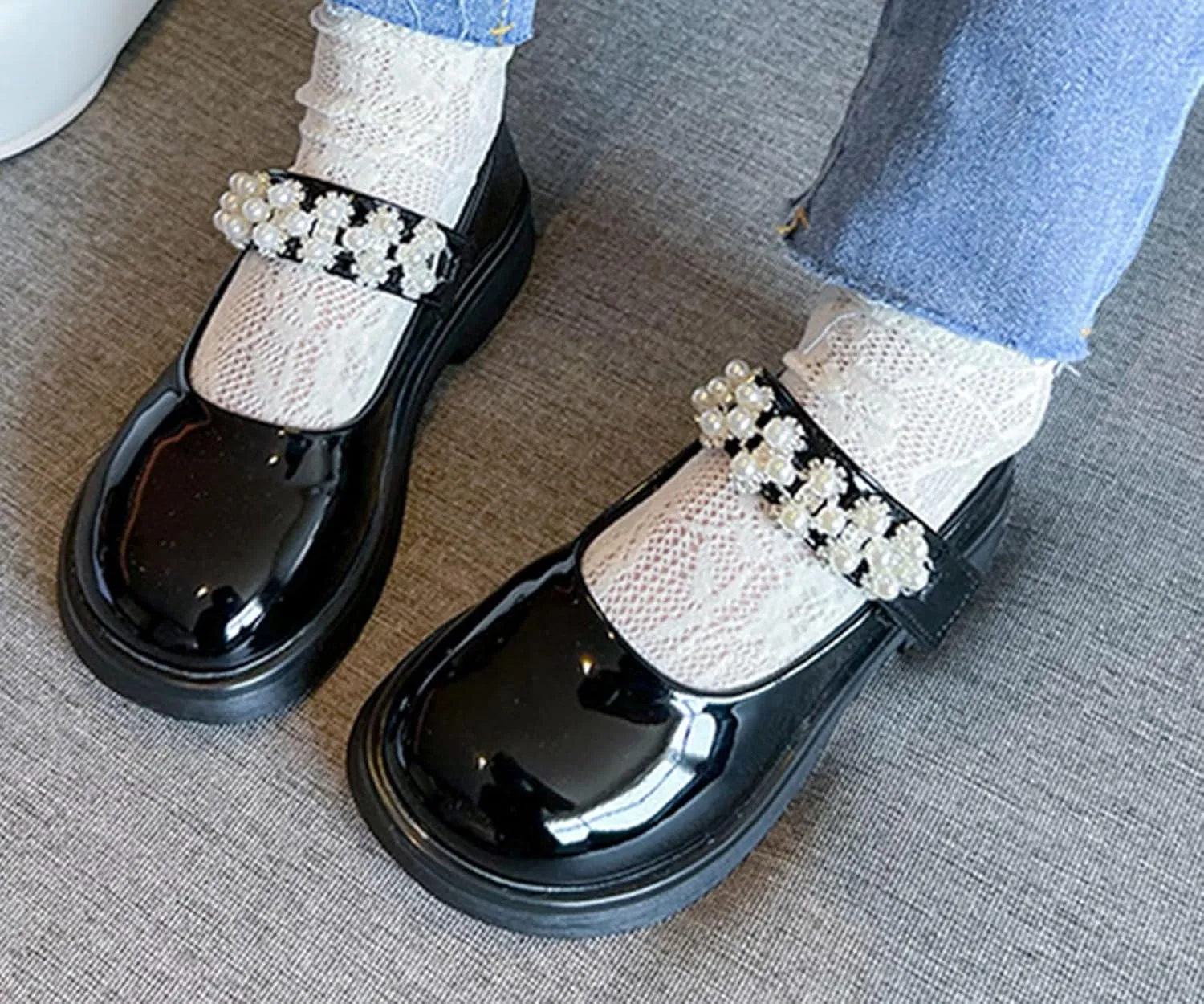 Girl's Mary Jane Dress Ballet Flats with Rhineston Strap for Party Wedding School Toddler Patent Leather Loafers