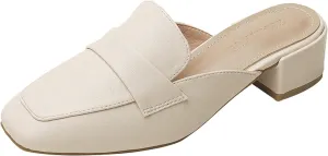 Girl's Mule Sandals, Ultra-fine Fiber Square Toe High Heels, Women's Backless Loafer Office Slippers