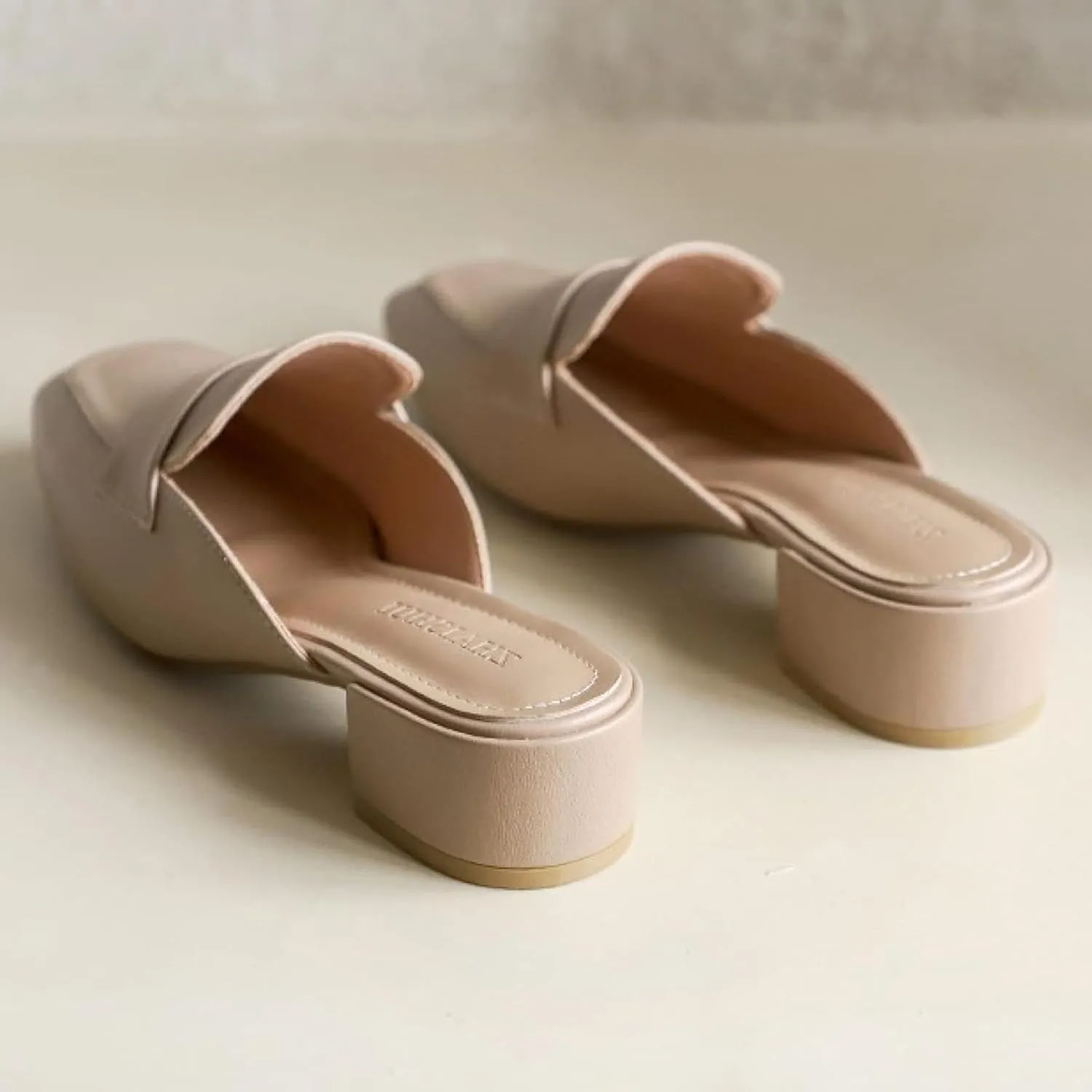 Girl's Mule Sandals, Ultra-fine Fiber Square Toe High Heels, Women's Backless Loafer Office Slippers