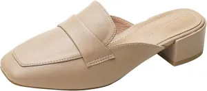 Girl's Mule Sandals, Ultra-fine Fiber Square Toe High Heels, Women's Backless Loafer Office Slippers
