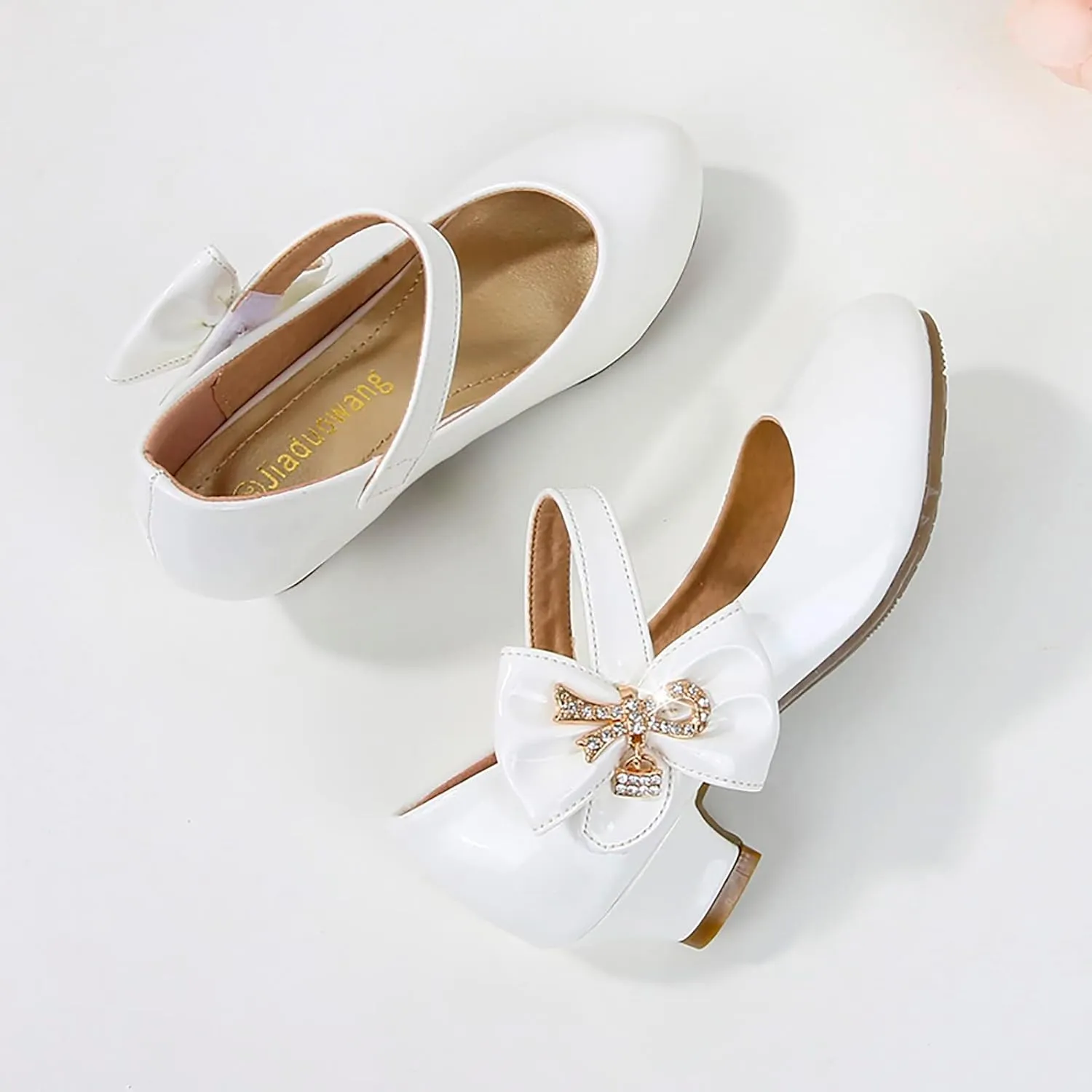 Girls Paten Leather Dress Shoes Low Heels Toddler Mary Jane Shoes Flower Shoes with Bow for School Part Wedding