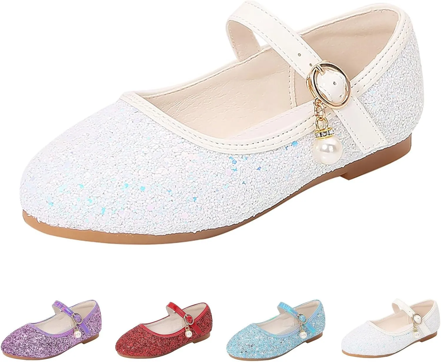 Girls Princess Dress Shoes ??ary Jane ??lats Glitter ??ow Heel Bridesmaids Wedding Birthday Part?? Footwear Shoes