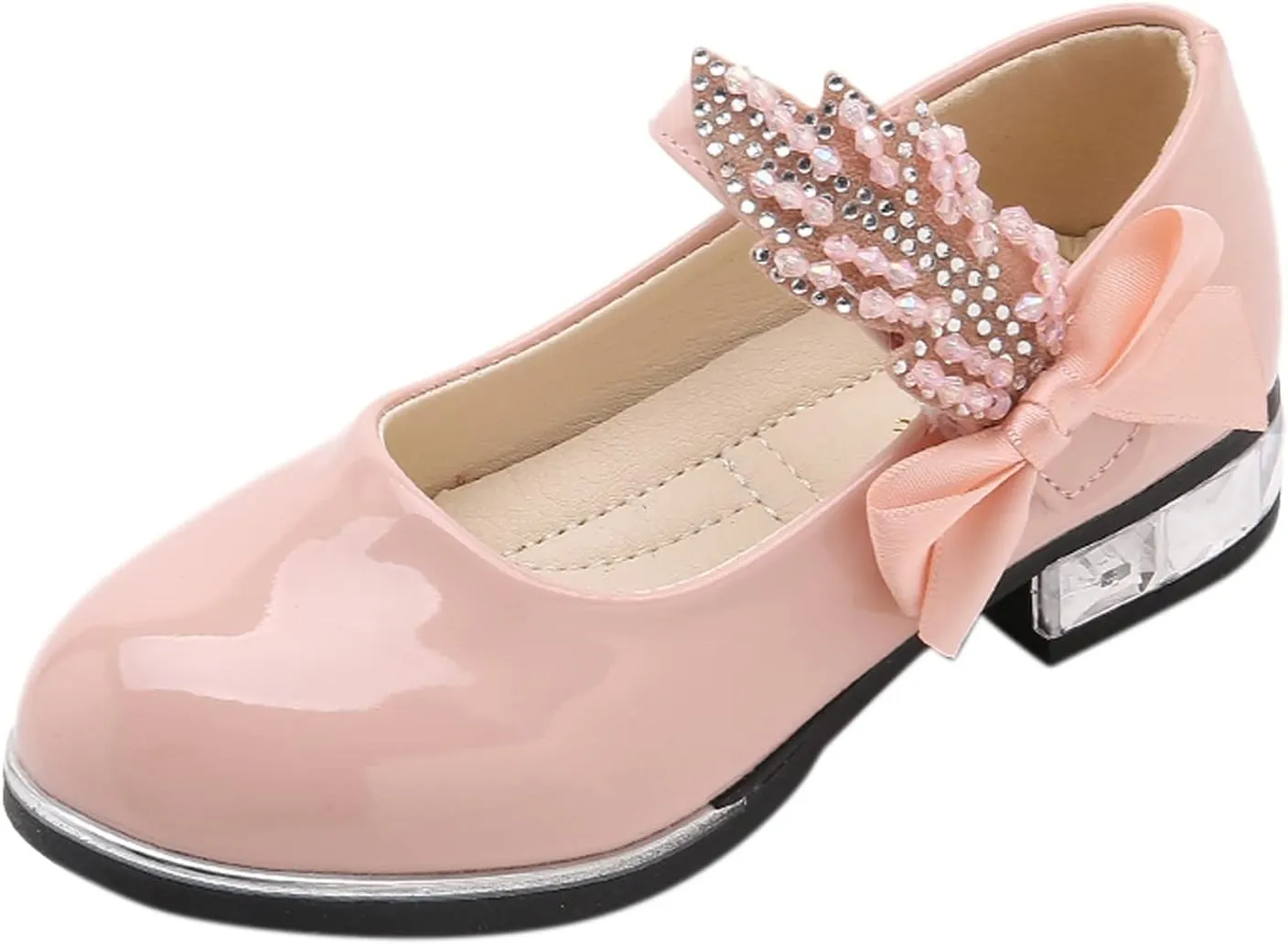 Girls PU Leather Mary Jane Ballet Flat Princess Low Heel School Wedding Pary Dress Shoes for Toddler Kids