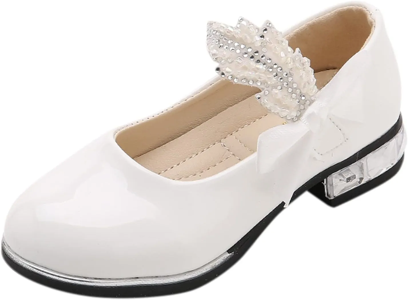 Girls PU Leather Mary Jane Ballet Flat Princess Low Heel School Wedding Pary Dress Shoes for Toddler Kids