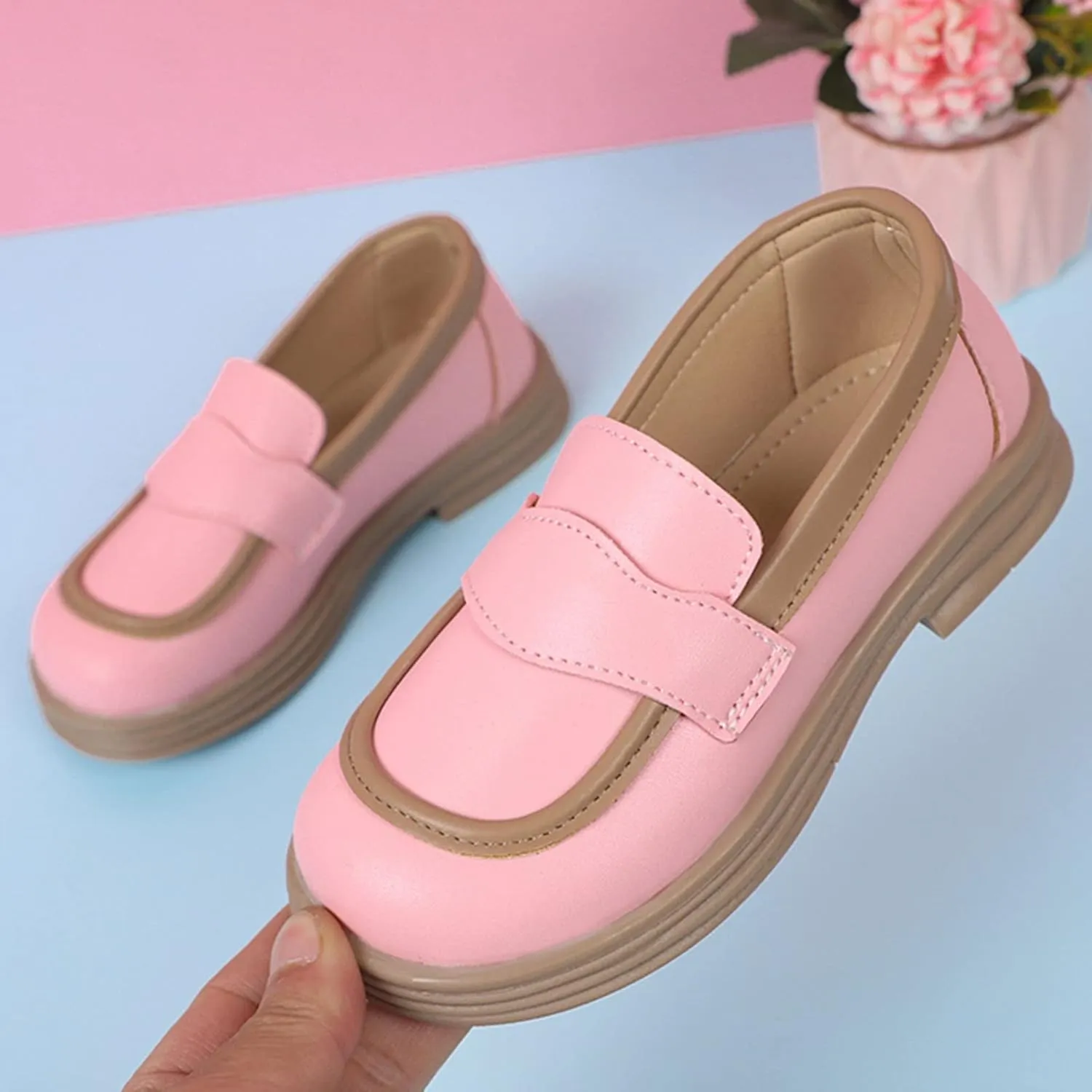 Girls School Mary Jane Shoes Chunky Heel Platform Slip On Fashion Casual Walking Shoes for Little Child Big Kids