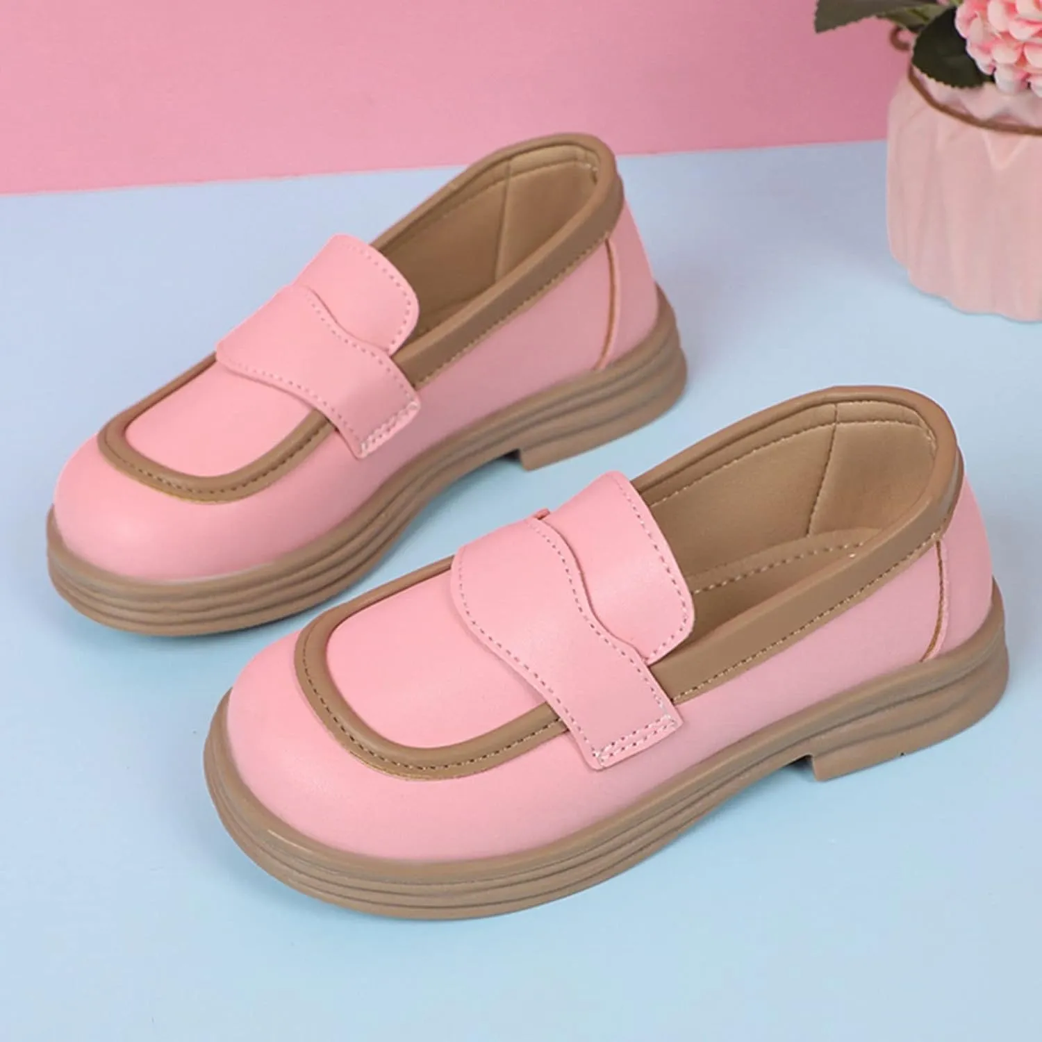 Girls School Mary Jane Shoes Chunky Heel Platform Slip On Fashion Casual Walking Shoes for Little Child Big Kids