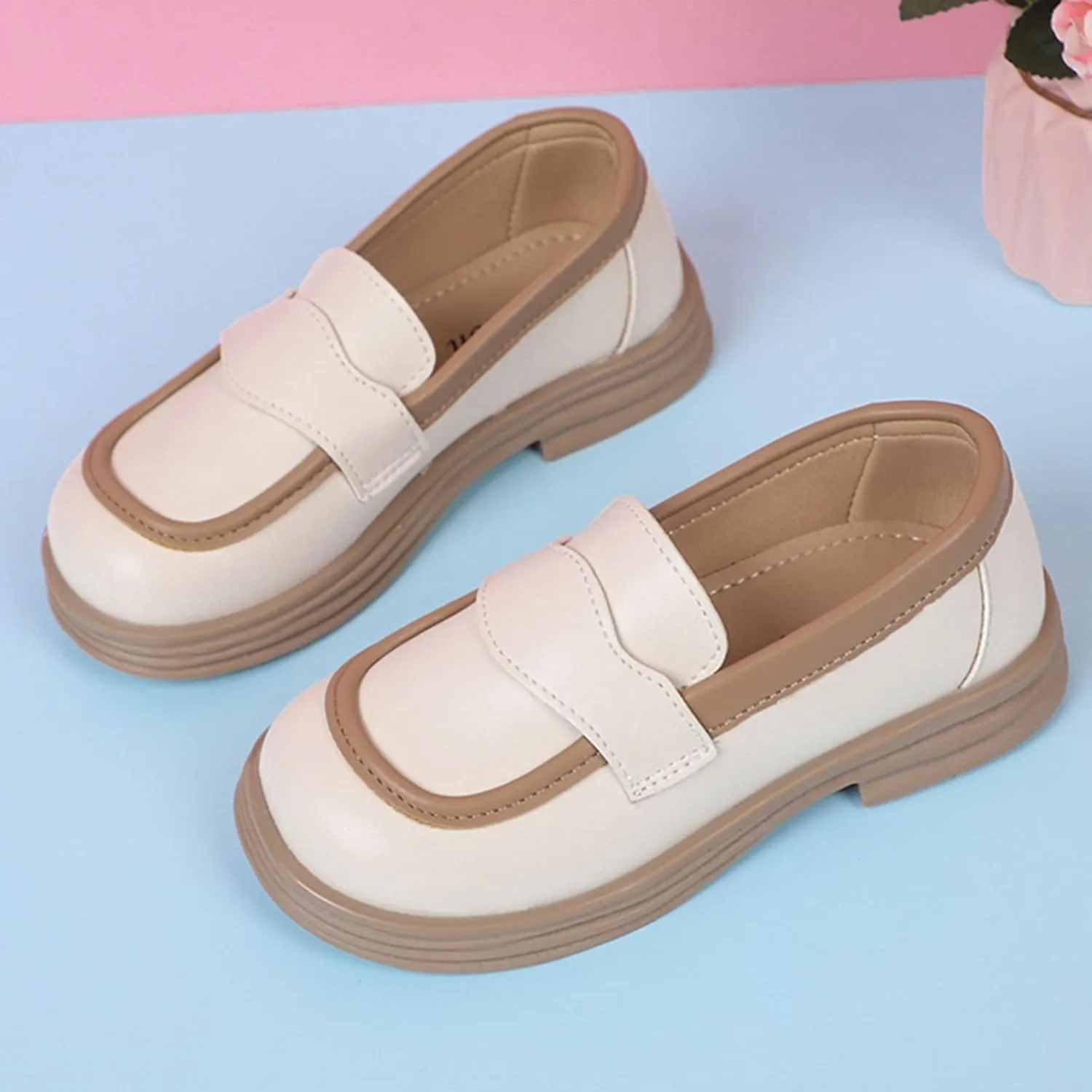 Girls School Mary Jane Shoes Chunky Heel Platform Slip On Fashion Casual Walking Shoes for Little Child Big Kids