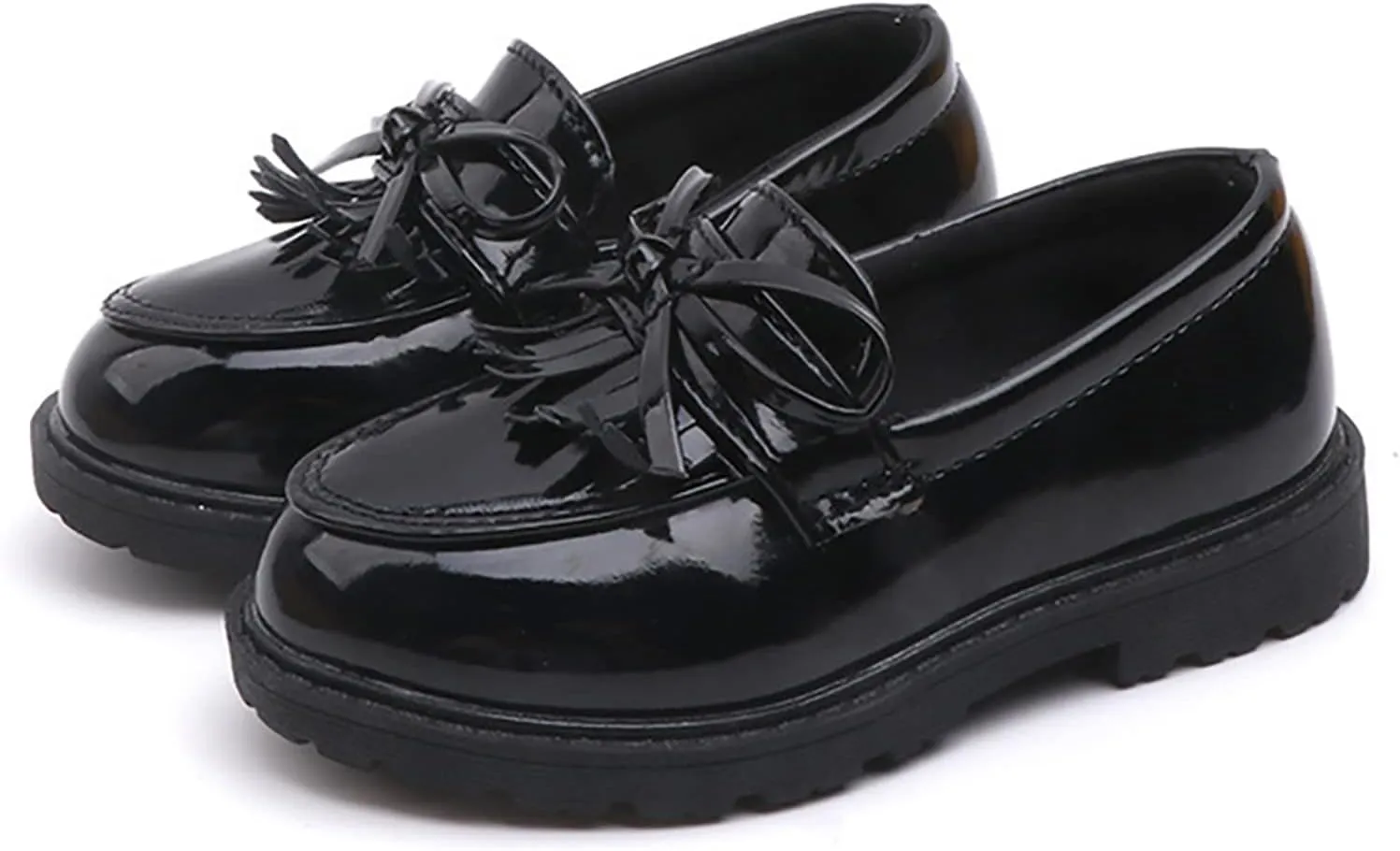 Girls Slip On Leather Loafer Tassel Bow School Dress Shoes for Girls Baby Swim Shoes