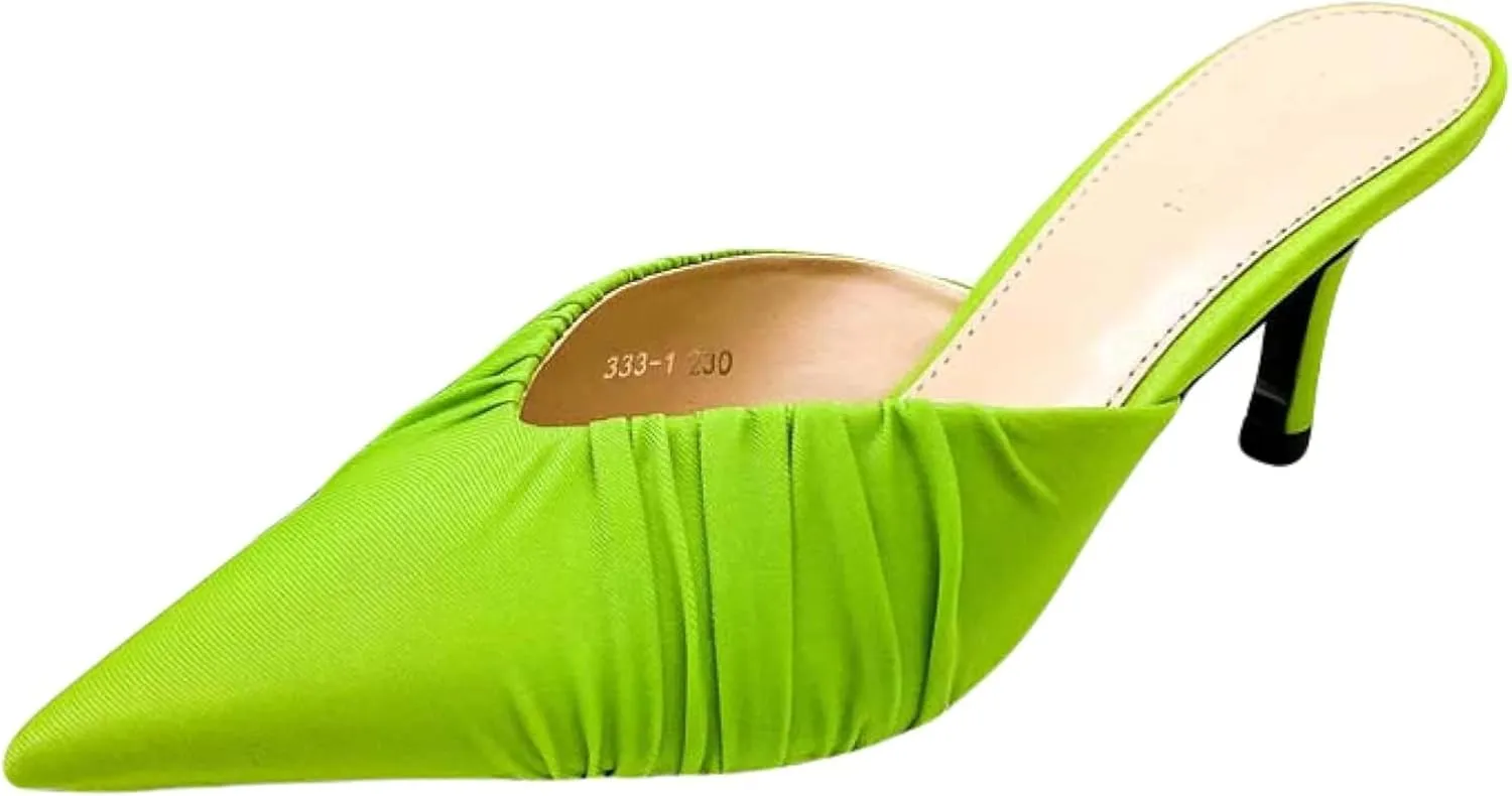 Girls Wear Mule Sandals, Casual Pointed Slippers, Kitten High Heels, Women's Mule Wedding Parties, Backless Slippers