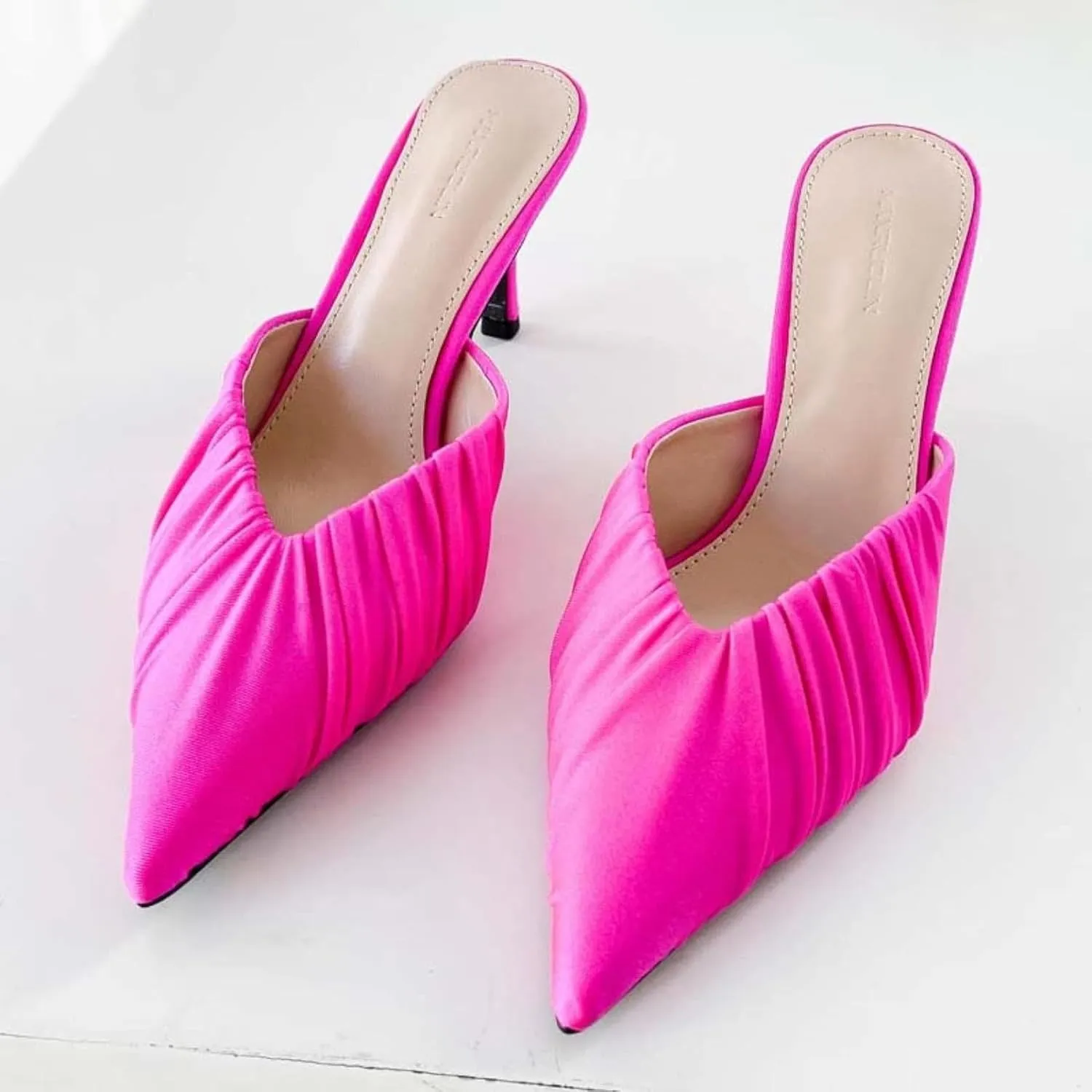 Girls Wear Mule Sandals, Casual Pointed Slippers, Kitten High Heels, Women's Mule Wedding Parties, Backless Slippers