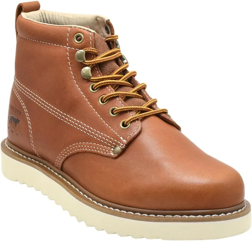 Golden Fox Men's Plain Toe Work Boots Lightweight