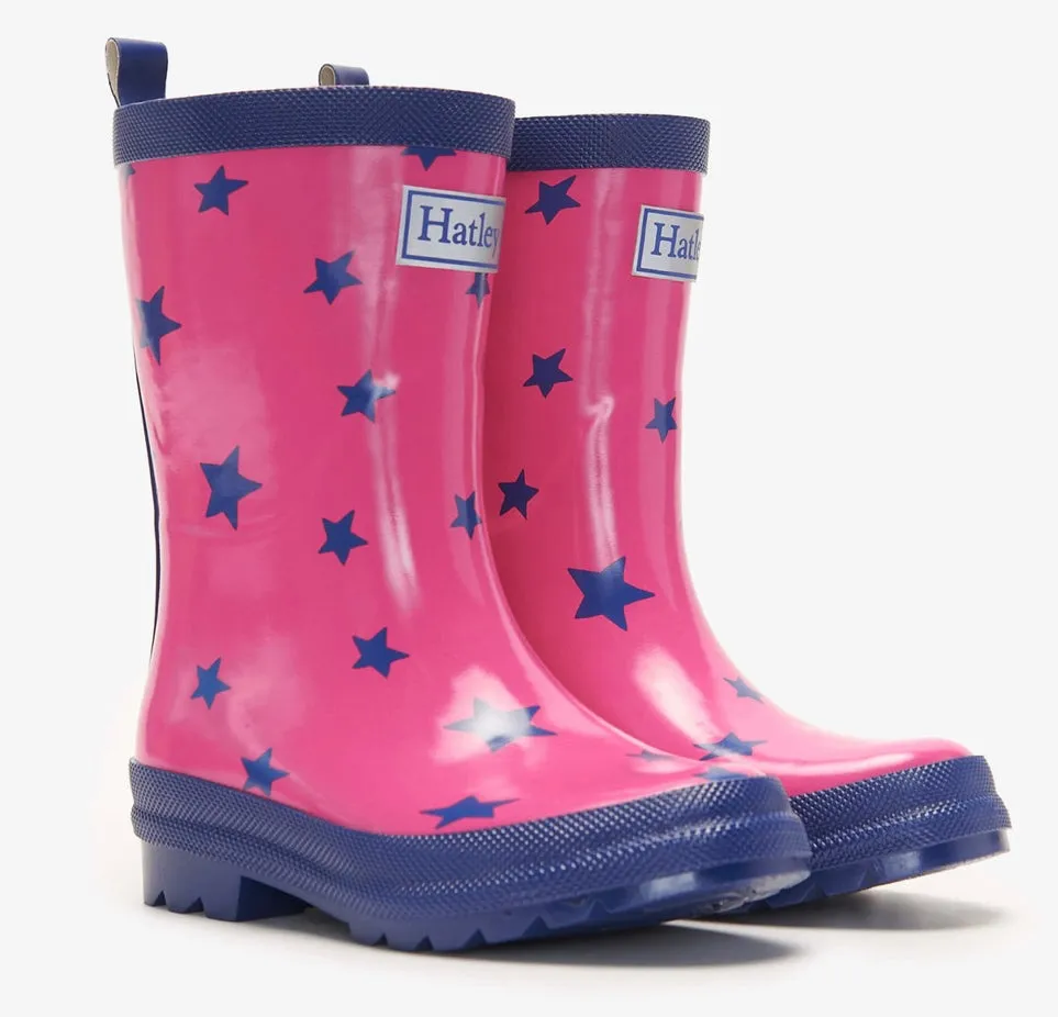 Hatley Glitter Stars Shiny Rain Boots: Size 9 to 1