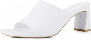 Heeled Sandals for Women Square Open Toe Heeled Mules Chunky Block High Heel Slip On Slides