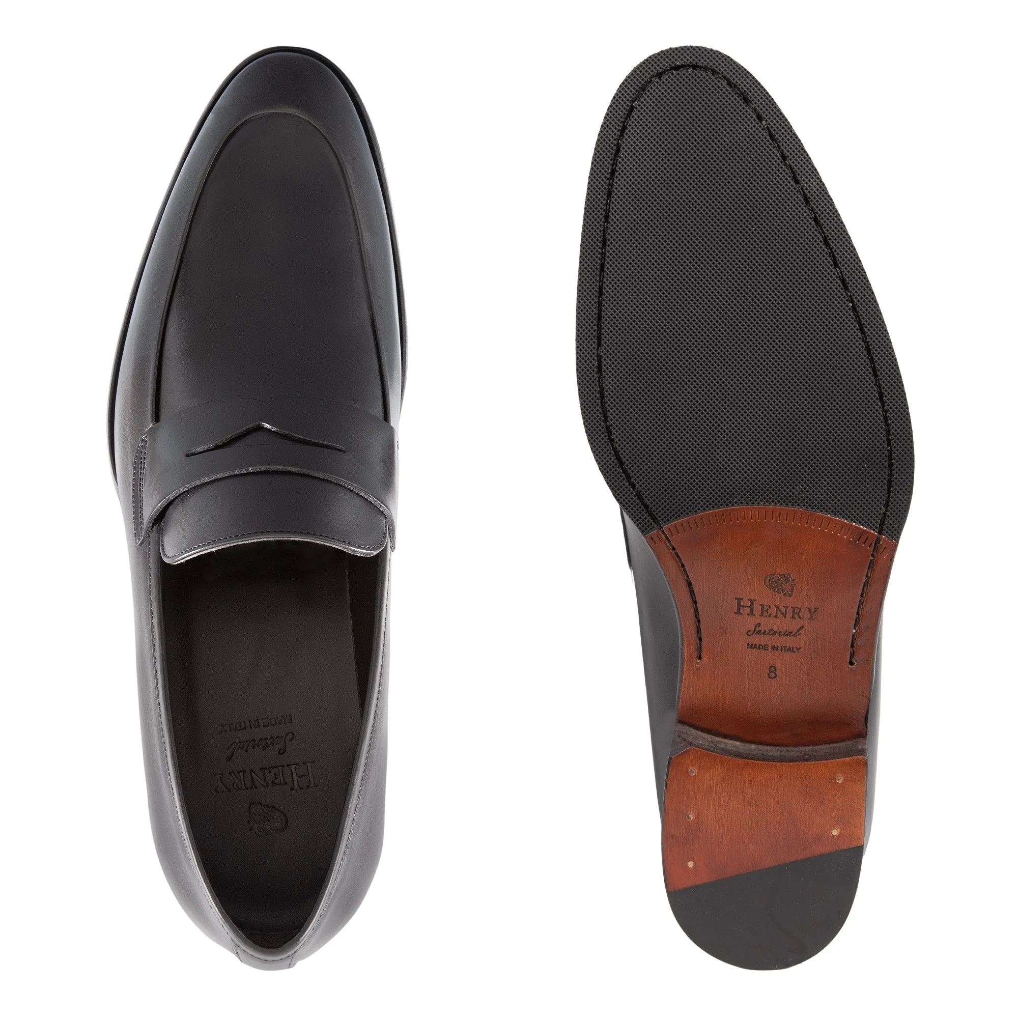 HENRY SARTORIAL Classic Penny Loafers BLACK