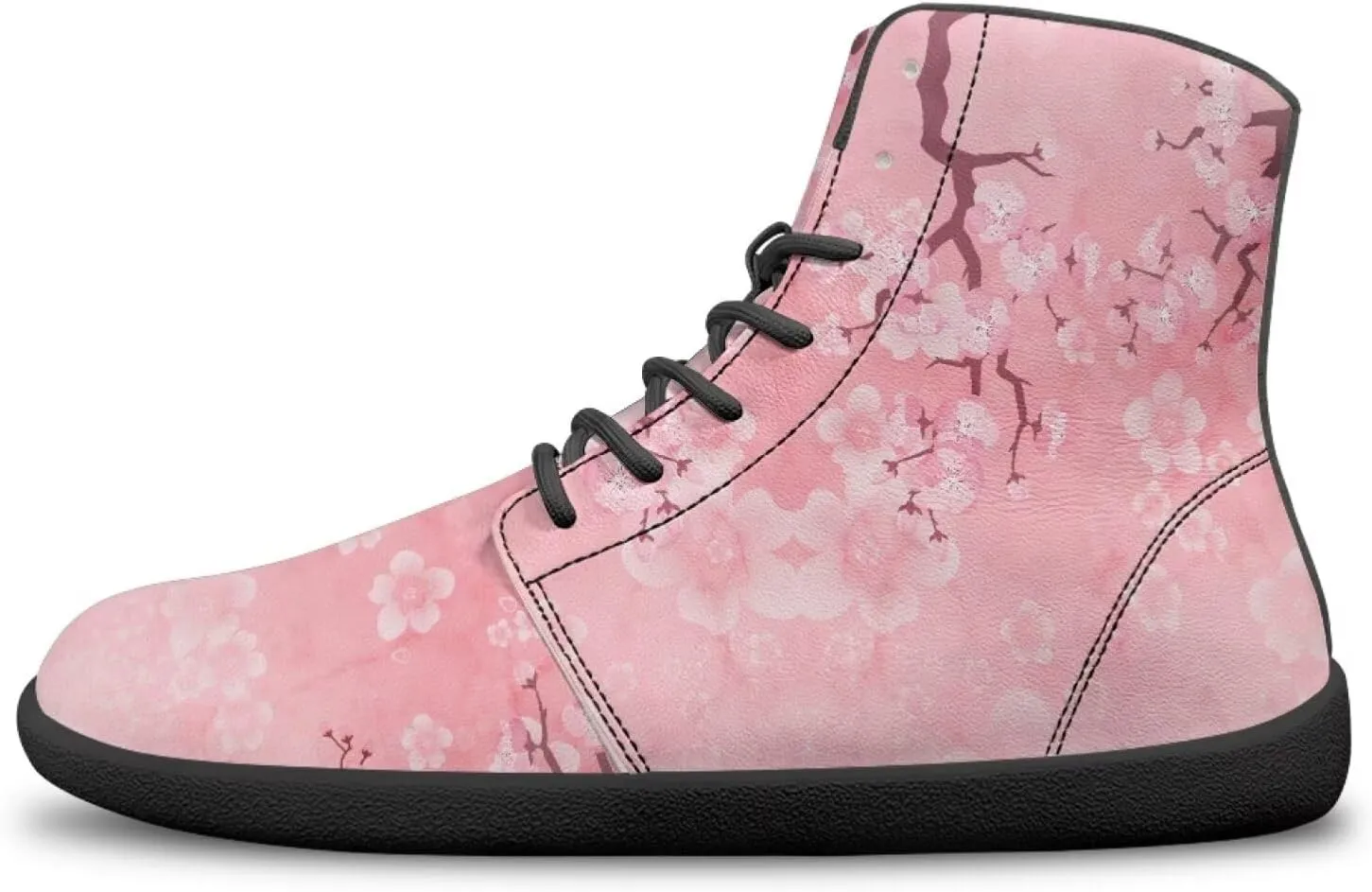 High Top Flower Design Wide Toe Barefoot Shoes for Men - Cross Training Running Shoes with Rubber Sole