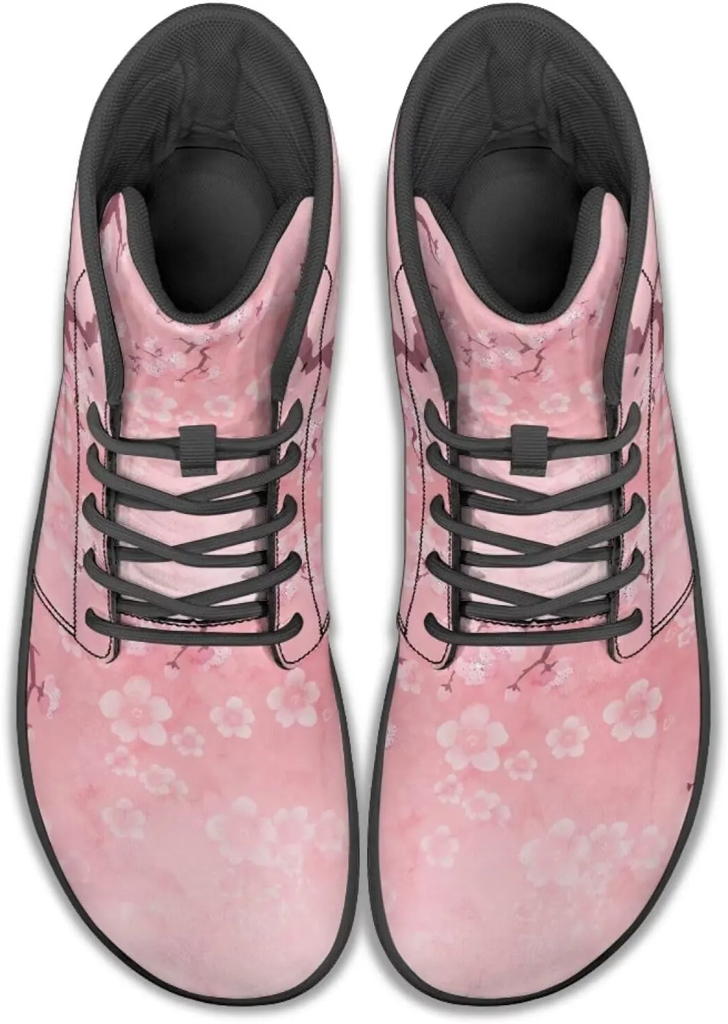 High Top Flower Design Wide Toe Barefoot Shoes for Men - Cross Training Running Shoes with Rubber Sole