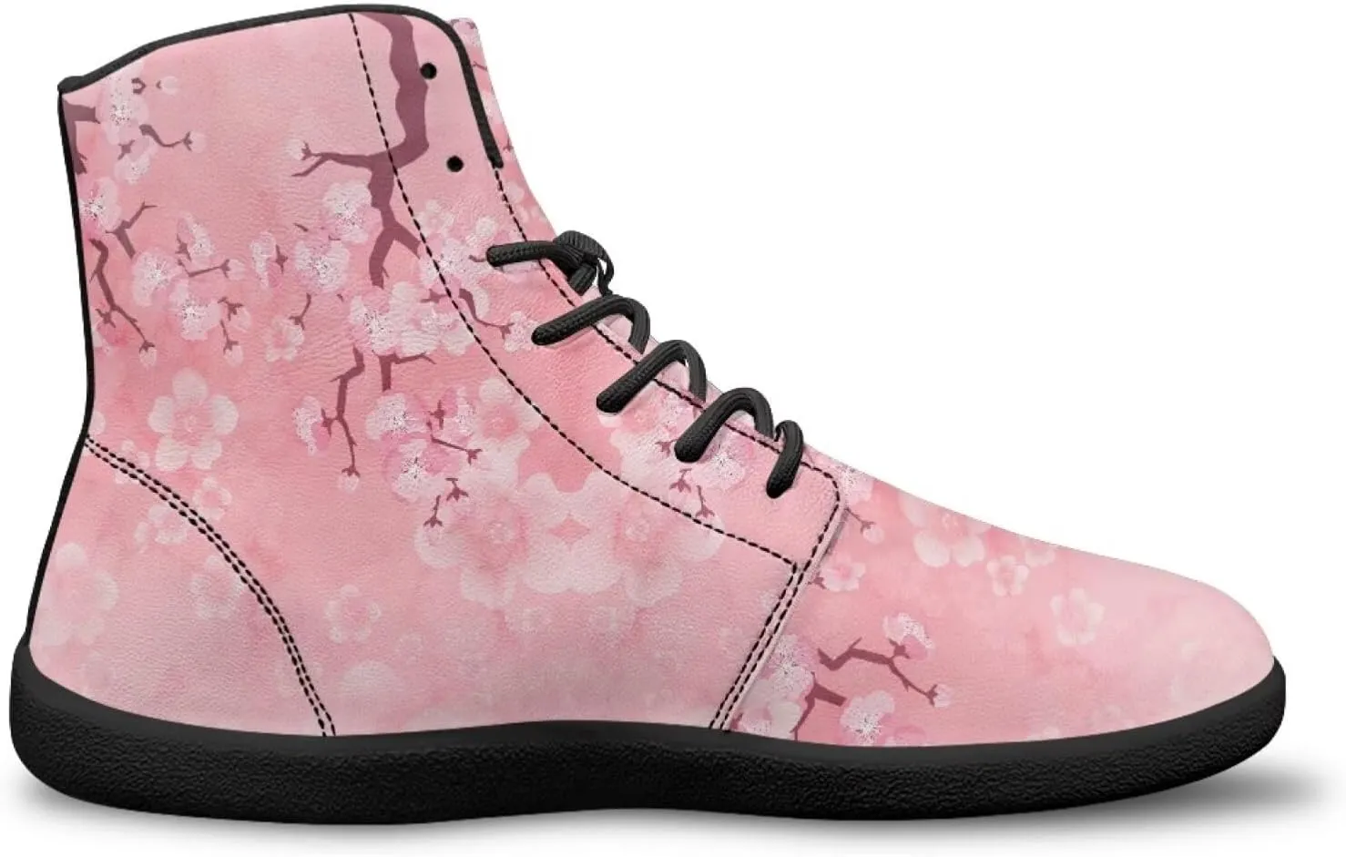 High Top Flower Design Wide Toe Barefoot Shoes for Men - Cross Training Running Shoes with Rubber Sole