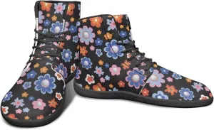 High Top Flower Design Wide Toe Barefoot Shoes for Men - Cross Training Running Shoes with Rubber Sole