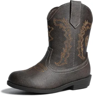 HOMEHOT Boys Girls Western Cowgirl Cowboy Boots Mid Calf Riding Shoes (toddler,little kids)