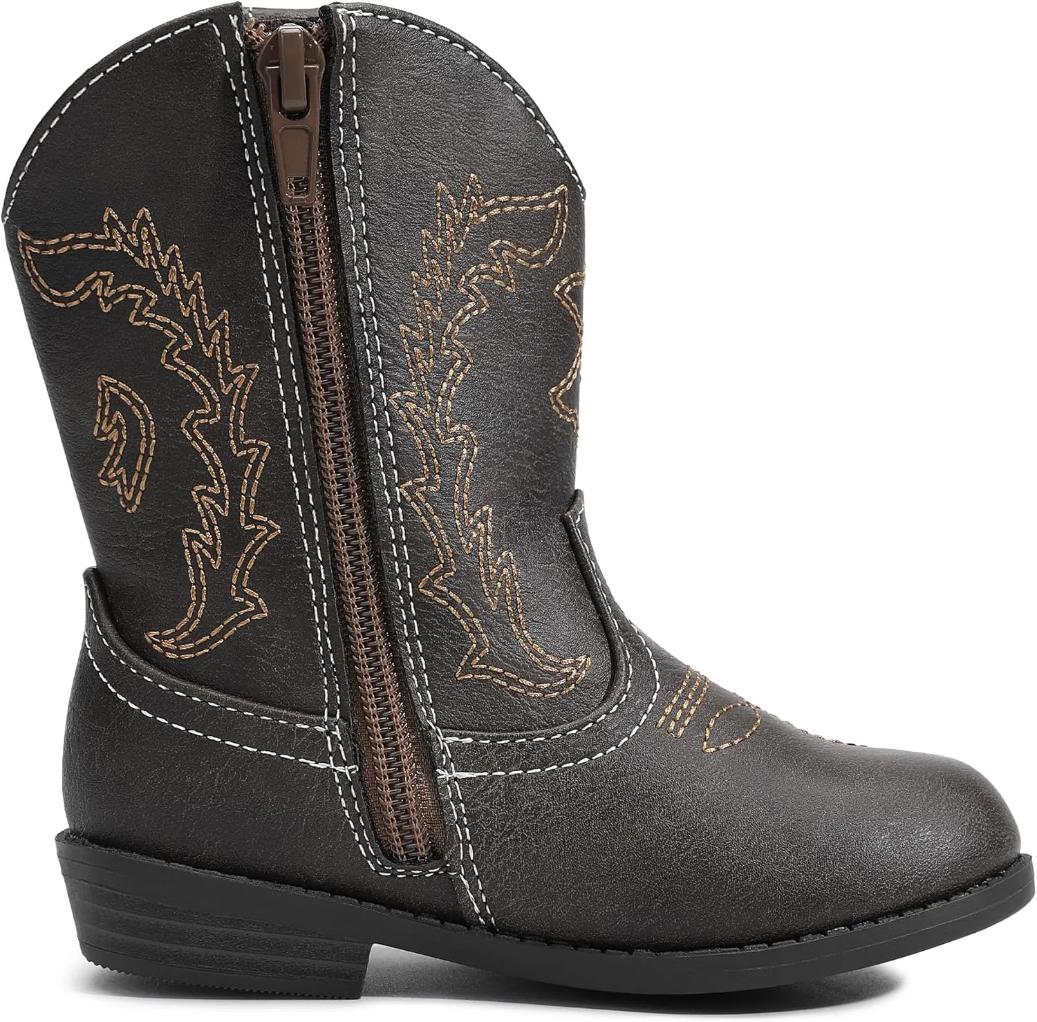 HOMEHOT Boys Girls Western Cowgirl Cowboy Boots Mid Calf Riding Shoes (toddler,little kids)