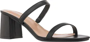 ILLUDE Women??s Block Heel Double Band Square Toe Heeled Sandal Slip On Mule - Lisa