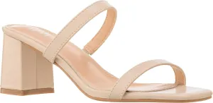 ILLUDE Women??s Block Heel Double Band Square Toe Heeled Sandal Slip On Mule - Lisa