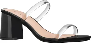 ILLUDE Women??s Block Heel Double Band Square Toe Heeled Sandal Slip On Mule - Lisa