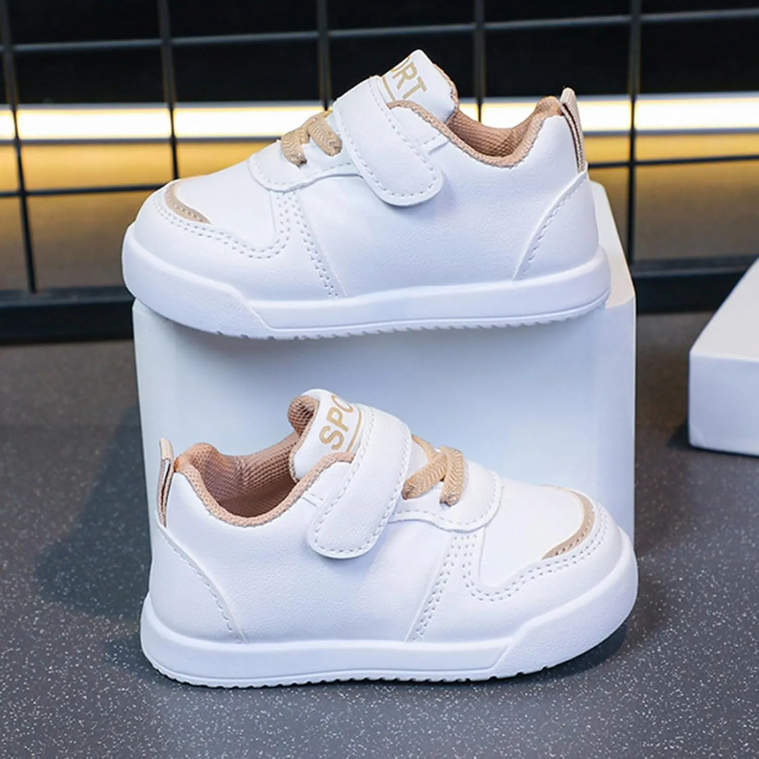 Infant Kids Sneakers School Running Loafers Lo?? Top Walking Tennis Casual Shoes Strap Athletic Sneakers for Children