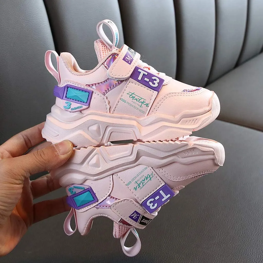 IWIHMIV Girls Tennis Shoes Non-Slip Running Athletic Walking Sports Lightweight Breathable Comfort Walking Shoes for Boys
