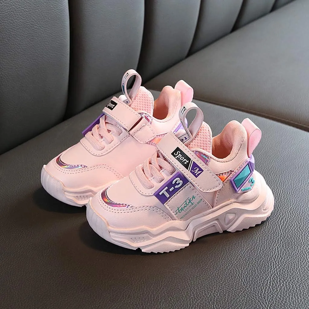 IWIHMIV Girls Tennis Shoes Non-Slip Running Athletic Walking Sports Lightweight Breathable Comfort Walking Shoes for Boys