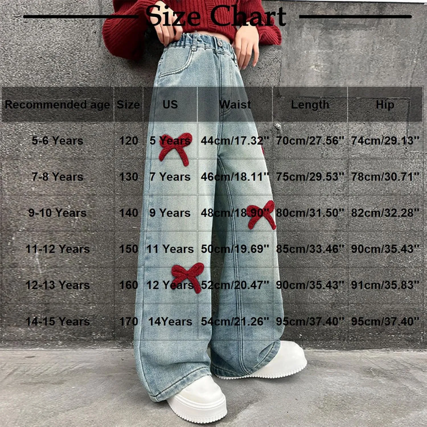 Jeans for Girl Loose Flare Wide Leg Denim Trousers High Cut Girls Western Pants Plain Stretchy Waist Fall Summer 2025