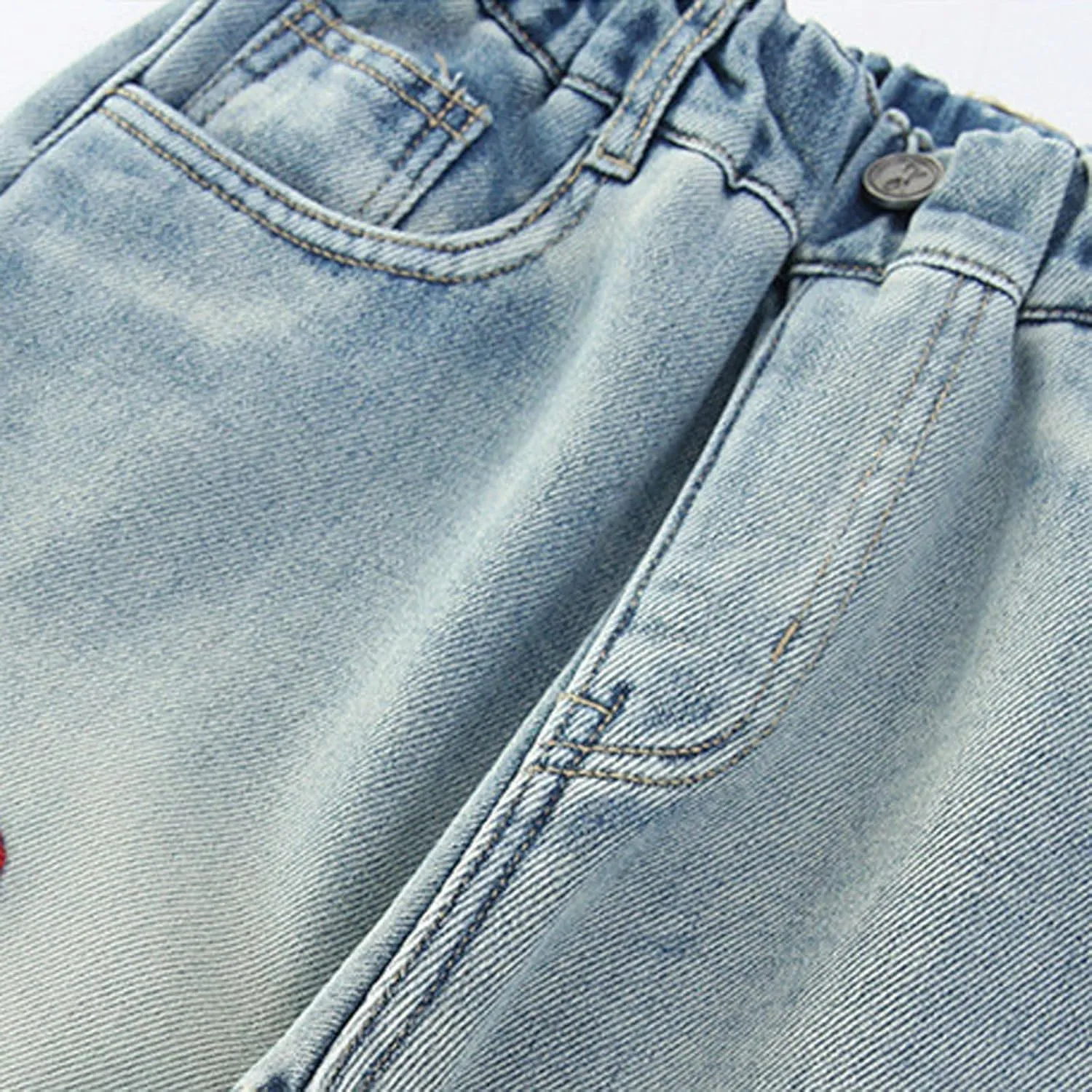 Jeans for Girl Loose Flare Wide Leg Denim Trousers High Cut Girls Western Pants Plain Stretchy Waist Fall Summer 2025