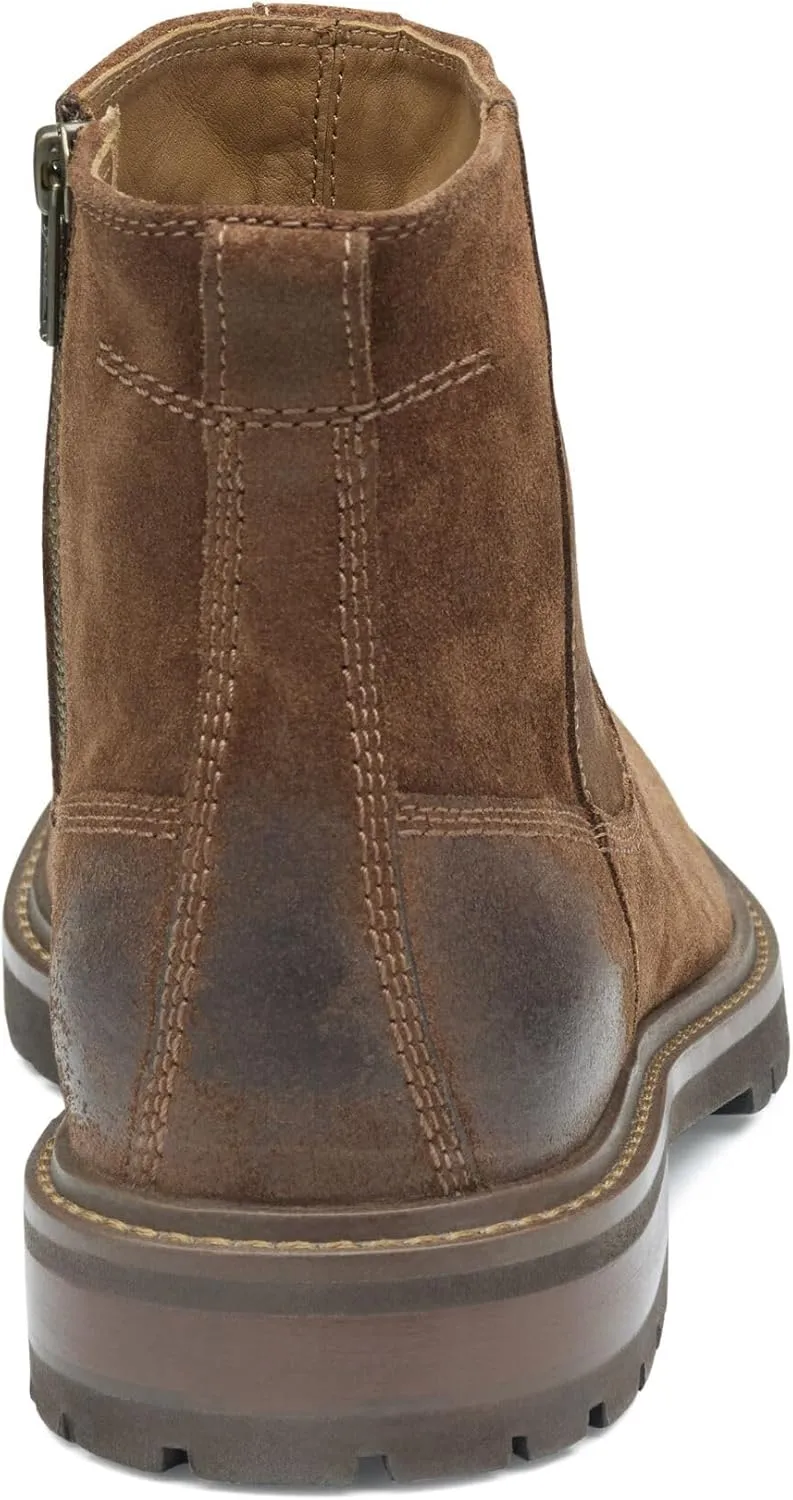 Johnston & Murphy Barrett Plain Toe Zip Boot ?C Classic Mens Ankle Boots, Leather Casual Boots for Men