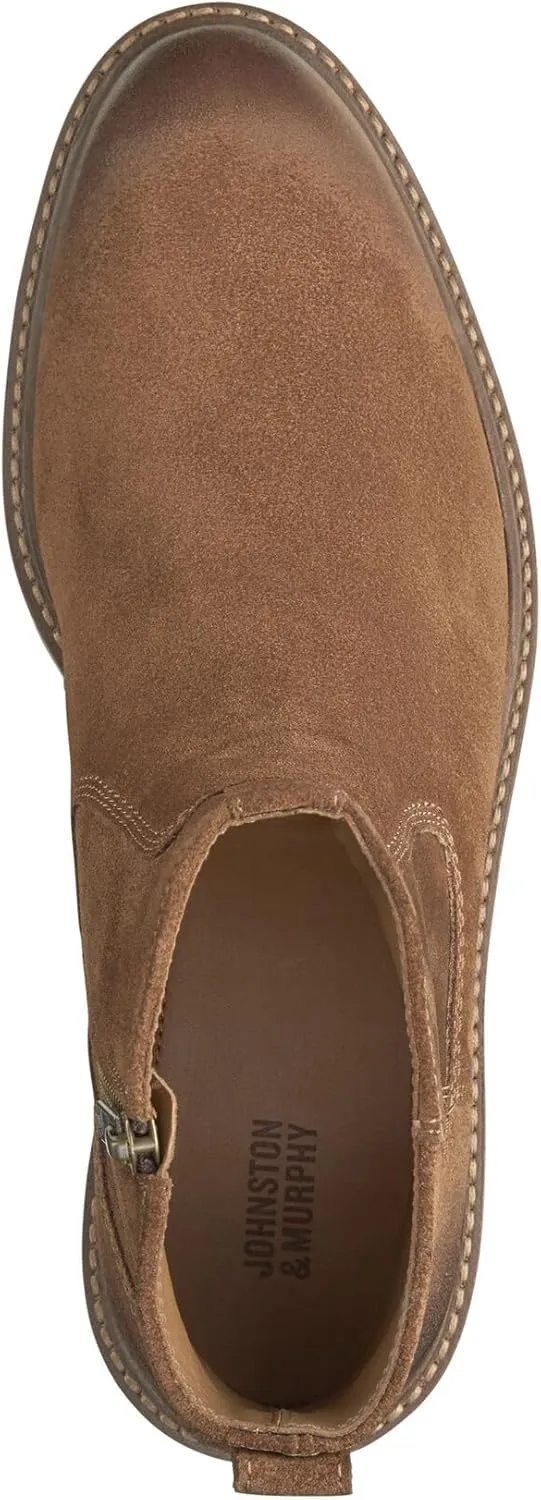 Johnston & Murphy Barrett Plain Toe Zip Boot ?C Classic Mens Ankle Boots, Leather Casual Boots for Men