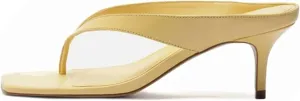 Kitten Heeled Sandals for Women Slip On Square Clip Toe Flip Flips Low Heel Pumps Comfortable Thong Slide Shoes Dressy Slippers