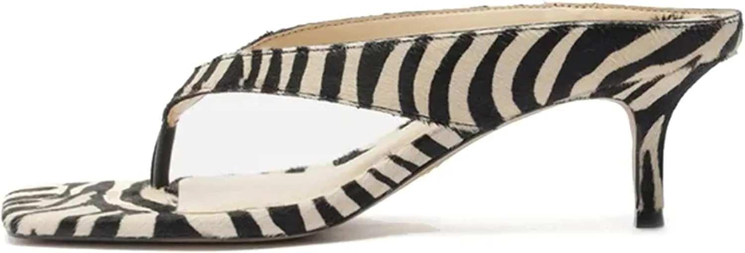 Kitten Heeled Sandals for Women Slip On Square Clip Toe Flip Flips Low Heel Pumps Comfortable Thong Slide Shoes Dressy Slippers