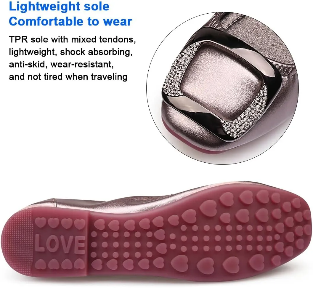 KUNWFNIX Women's Pearl Rhinestone Flats - Pointed Toe Ballet Shoes for Wedding, Work, Dressy Occasions