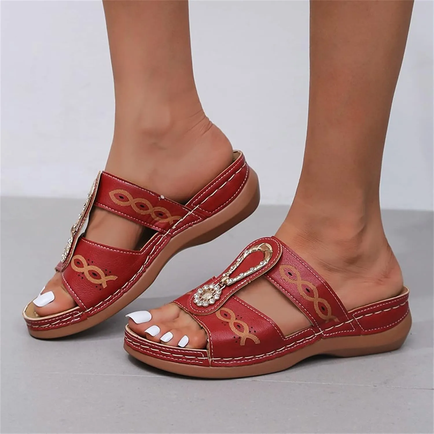 Ladmiple Sandals Women Beach Cute Orthopedic Arch Support Flip Flops Summer Comfortable Walking Orthotic Walking Slides