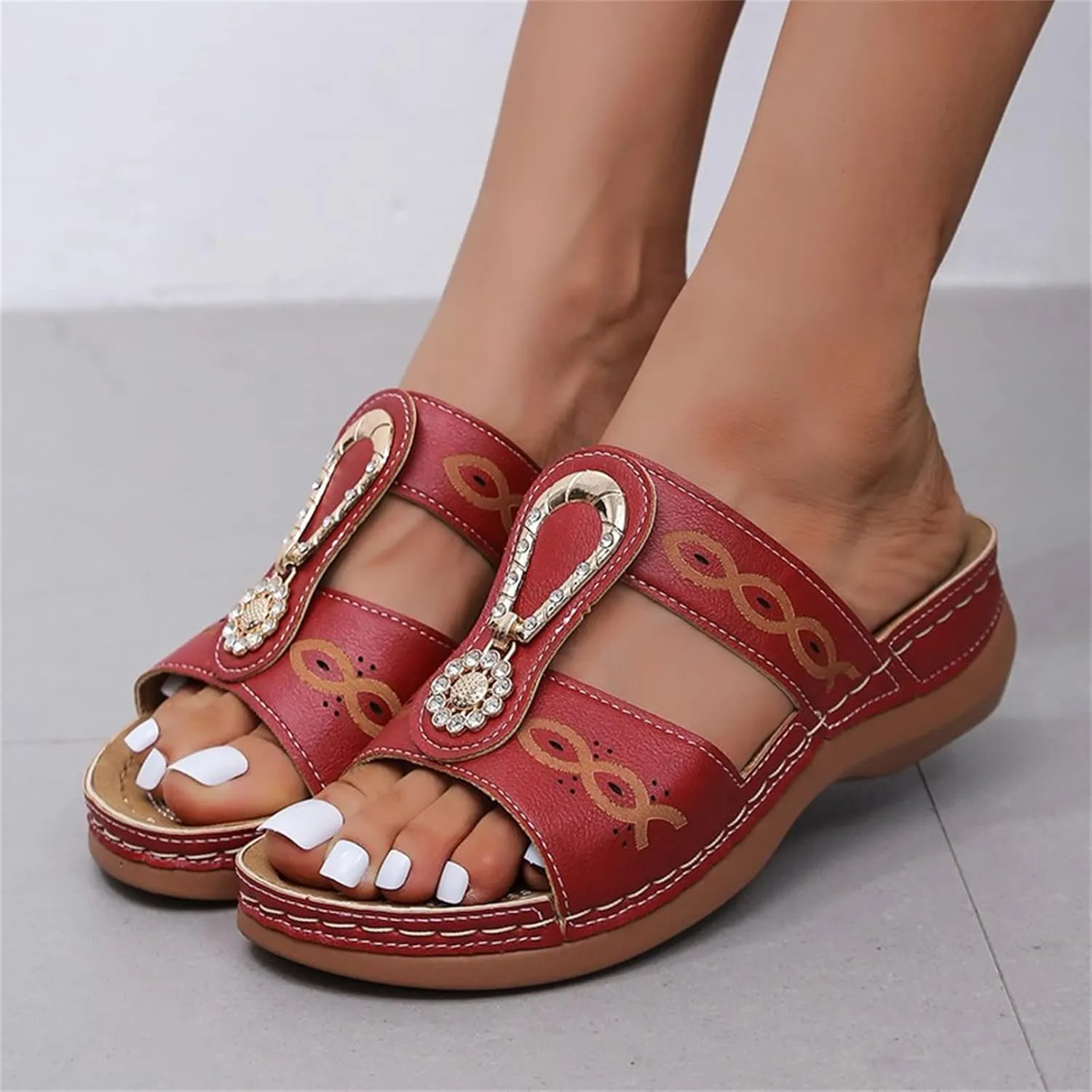 Ladmiple Sandals Women Beach Cute Orthopedic Arch Support Flip Flops Summer Comfortable Walking Orthotic Walking Slides