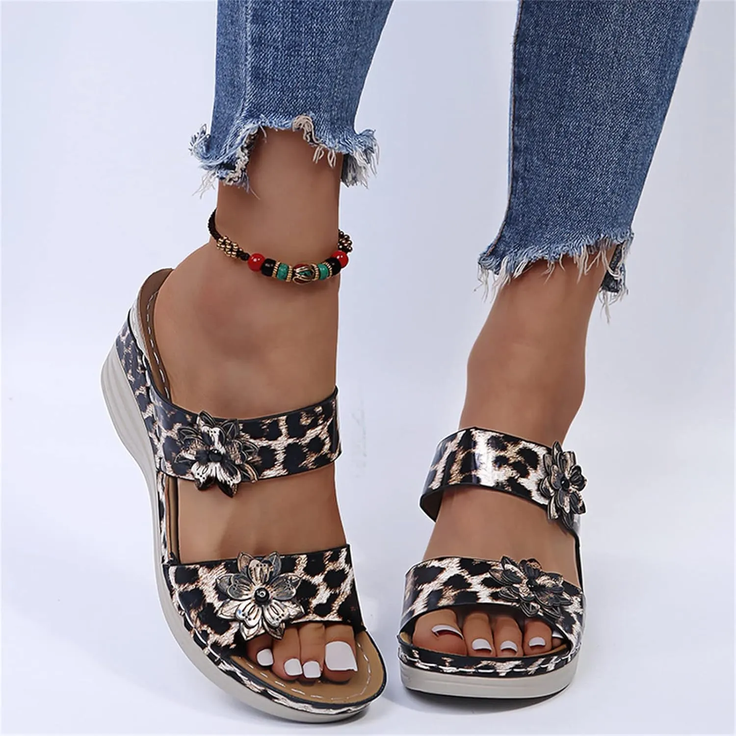 Ladmiple Sandals Women Dressy Summer Flat Flip Flops Arch Support Comfortable Walking Orthotic Orthopedic Walking Slides