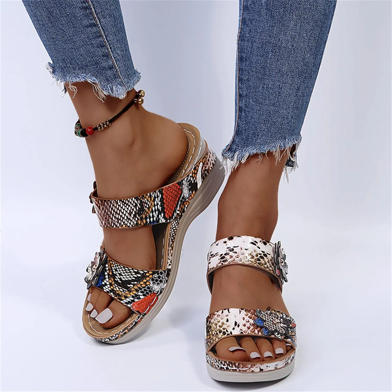Ladmiple Sandals Women Dressy Summer Flat Flip Flops Arch Support Comfortable Walking Orthotic Orthopedic Walking Slides