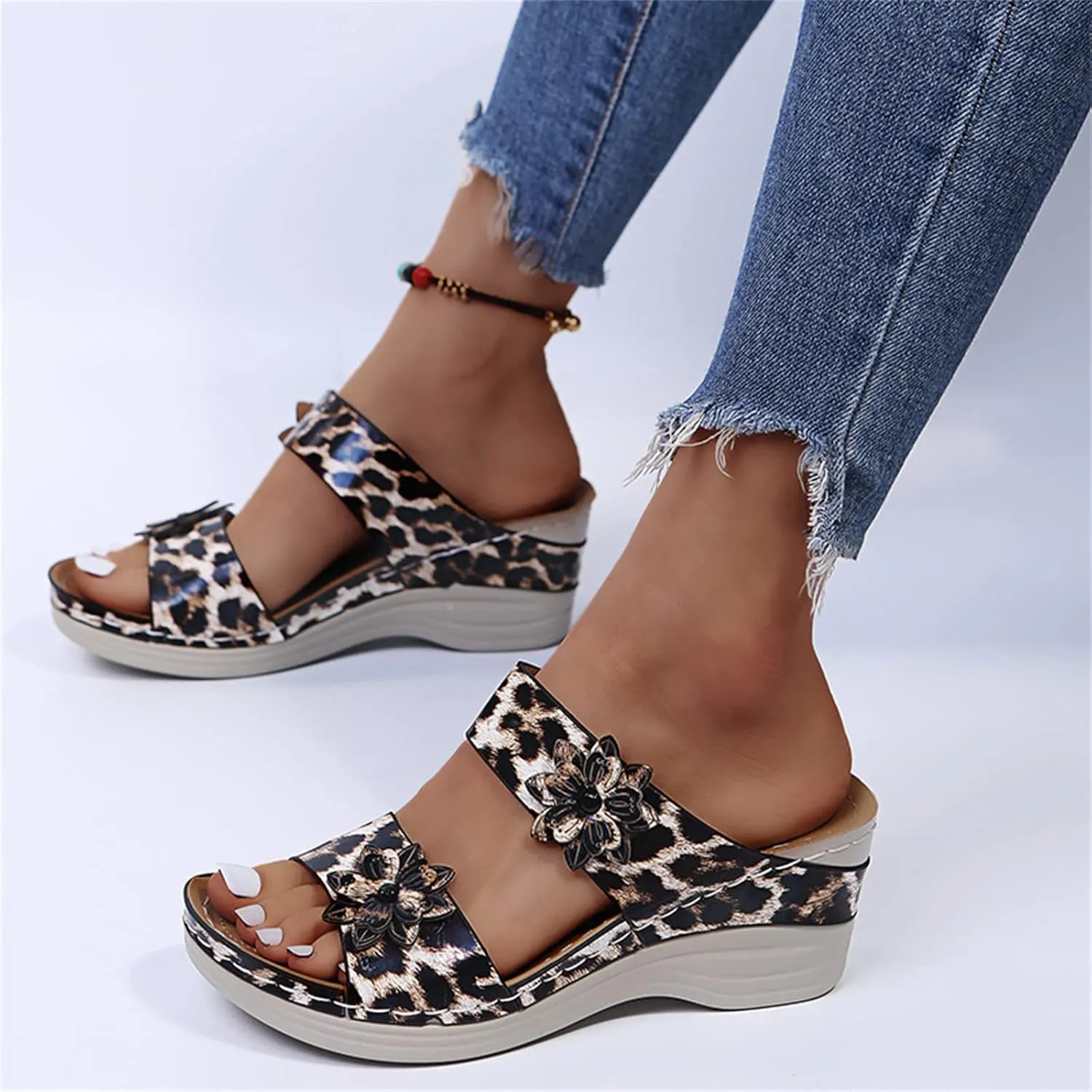 Ladmiple Sandals Women Dressy Summer Flat Flip Flops Arch Support Comfortable Walking Orthotic Orthopedic Walking Slides