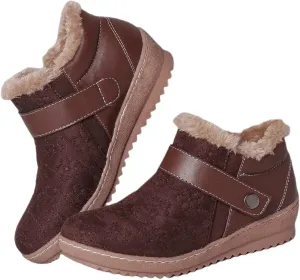 Ladmiple Snow Boots For Women Wide Width Winter Warm Booties Fur Lined Anti-Slip Outdoor Comfort Lace Up Ankle Booties