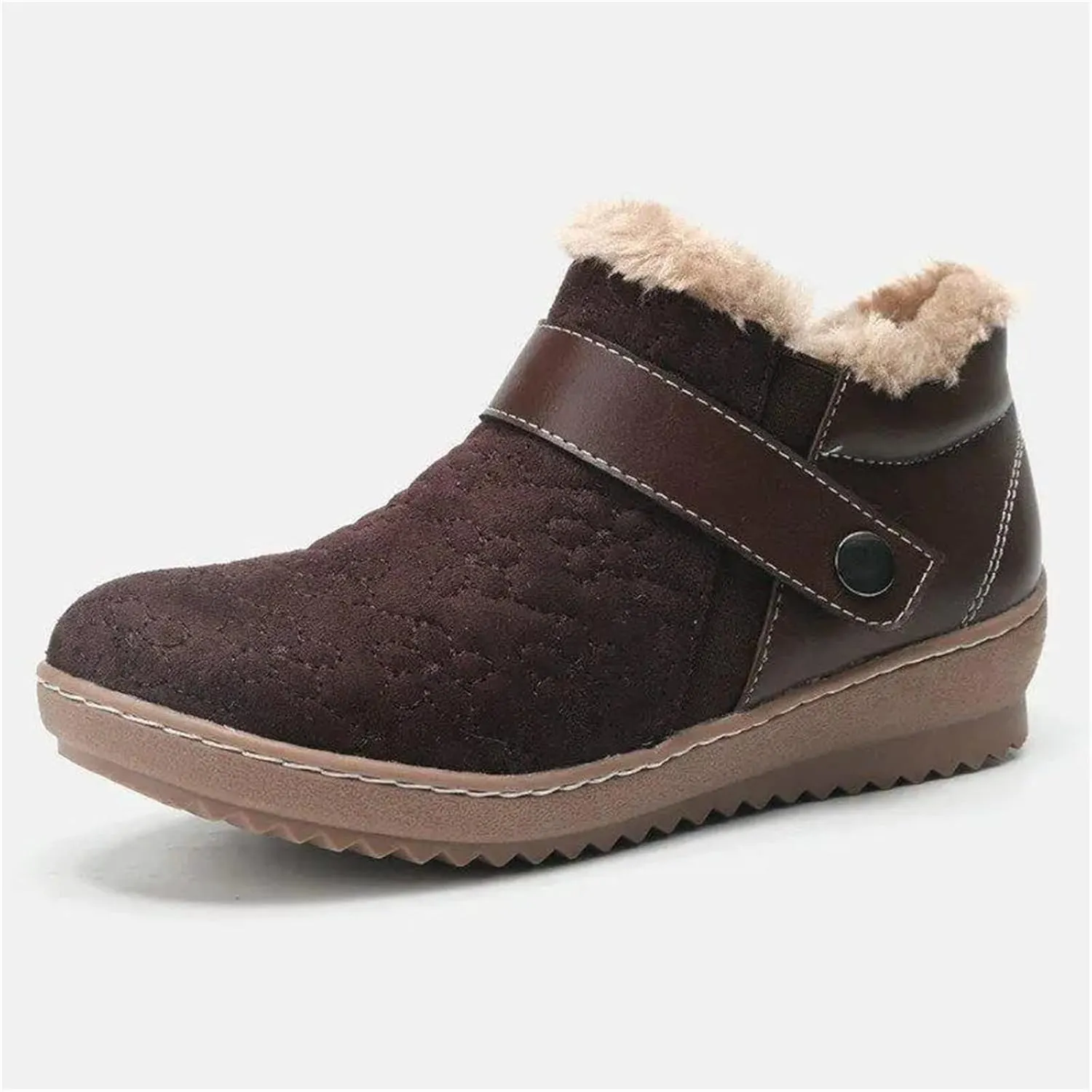 Ladmiple Snow Boots For Women Wide Width Winter Warm Booties Fur Lined Anti-Slip Outdoor Comfort Lace Up Ankle Booties