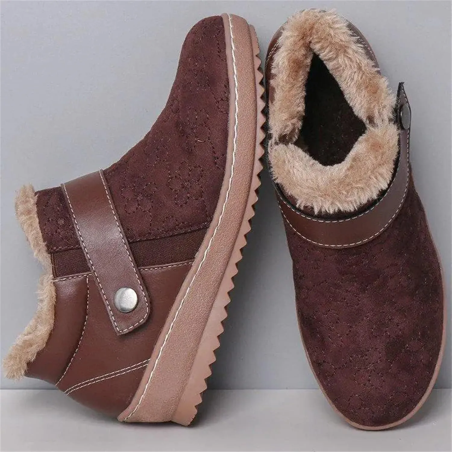 Ladmiple Snow Boots For Women Wide Width Winter Warm Booties Fur Lined Anti-Slip Outdoor Comfort Lace Up Ankle Booties